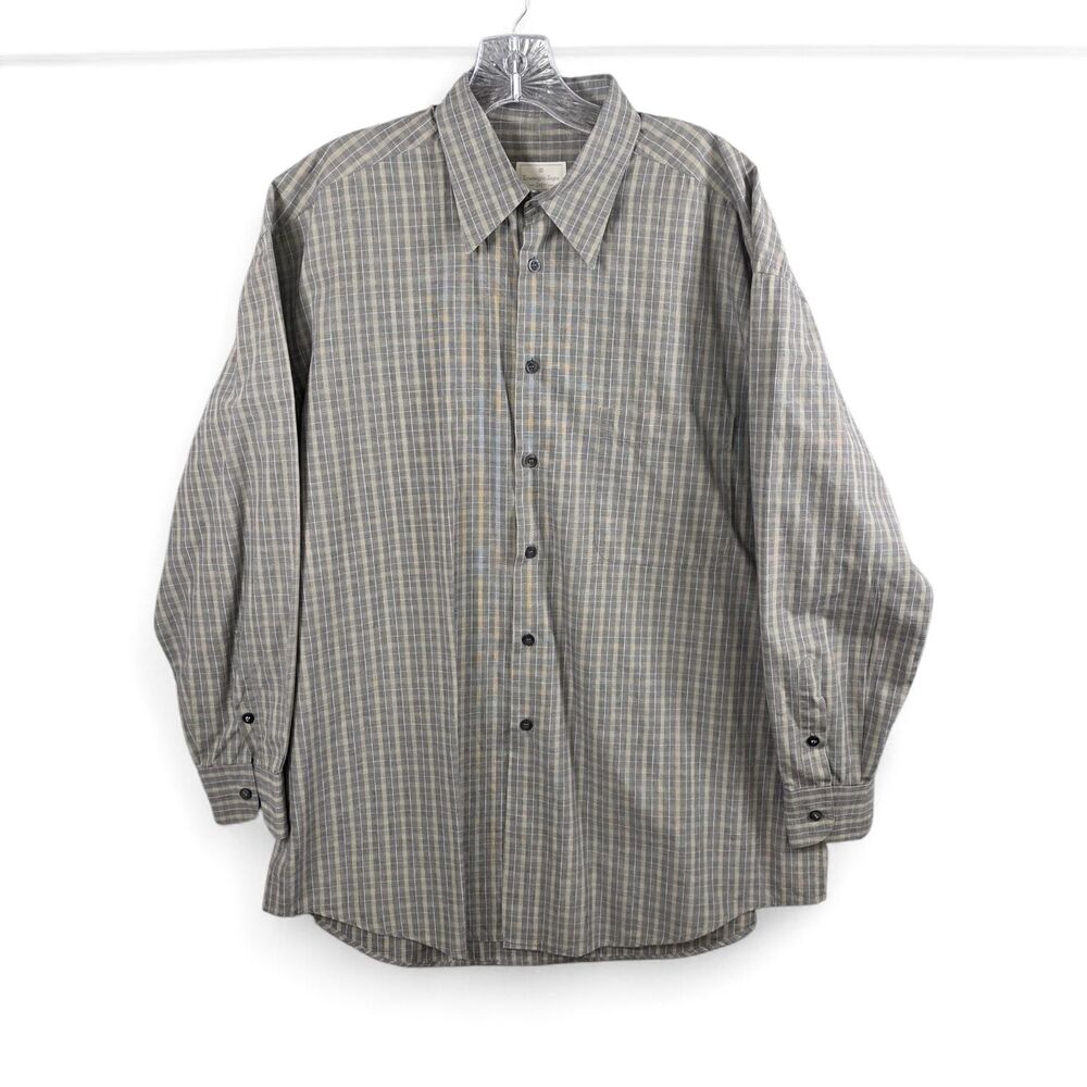 Ermenegildo Zegna Soft Button Up Check Gray Long Sleeve Shirt Size Large 42/16.5